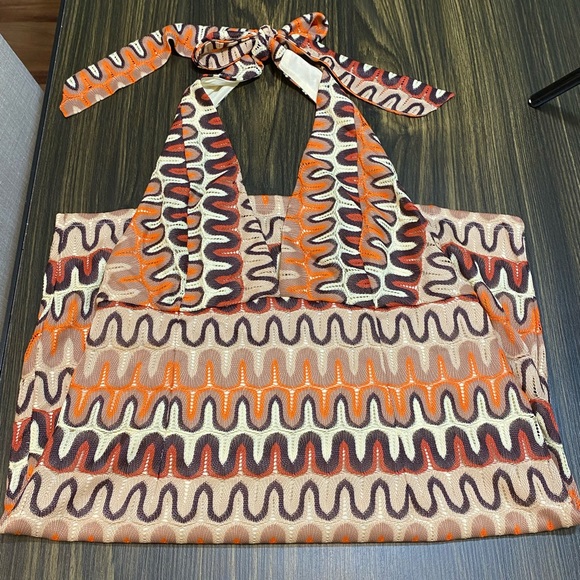 SHEIN - Plunging Halter Neck Geo Crochet Dress - Picture 6 of 6